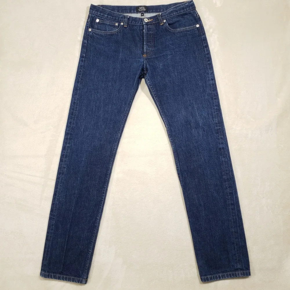 A.P.C. Petit Standard Selvedge Raw Jeans Mens 32 Blue Slim Straight Droit Etroit